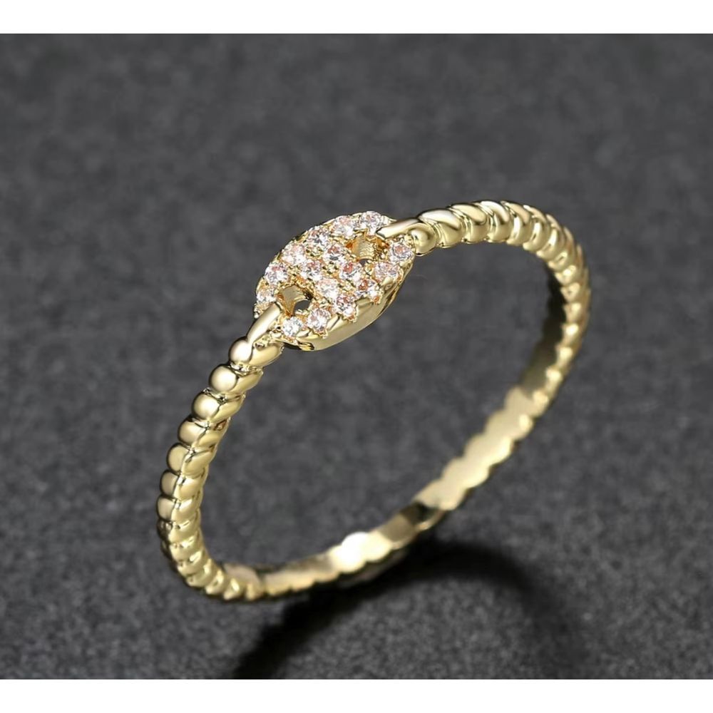 Bespoke Luxury 14k Oval-Cut Diamond Simulate Gold Ring - Size‎ 5